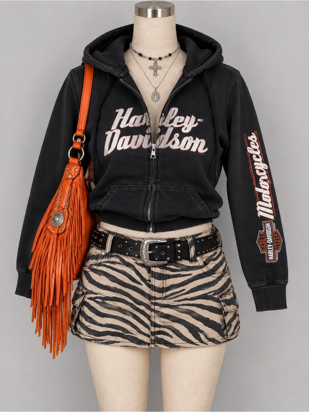 Harley-Davidson Kids Black Hoodie with White and Orange Logo